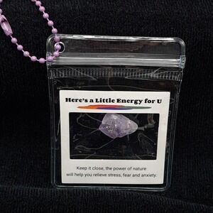 Raw Amethyst Crystal Pocket Stone Purple Healing Gemstone Keychain Pouch Gift